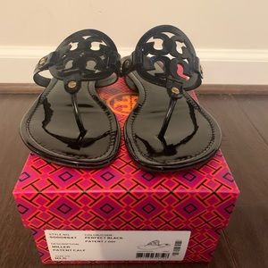 Tory Burch Black Patent Leather Miller Sandal